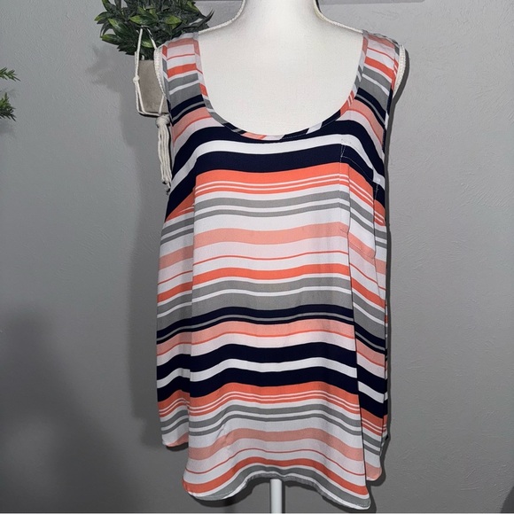 torrid Tops - *3 for $15* Torrid Striped Tank Top Blue/ Orange‎ Lightweight Size 2/2X